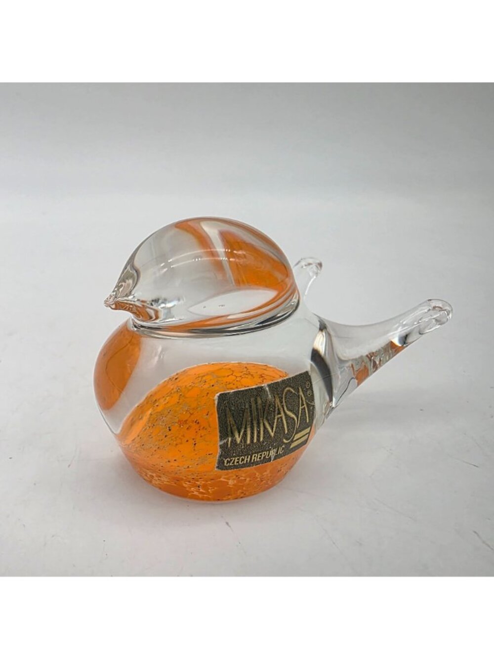 Mikasa Glass Bird Figurine Paperwight Orange & Clear Czech Republic 2" - Picture 3 of 8